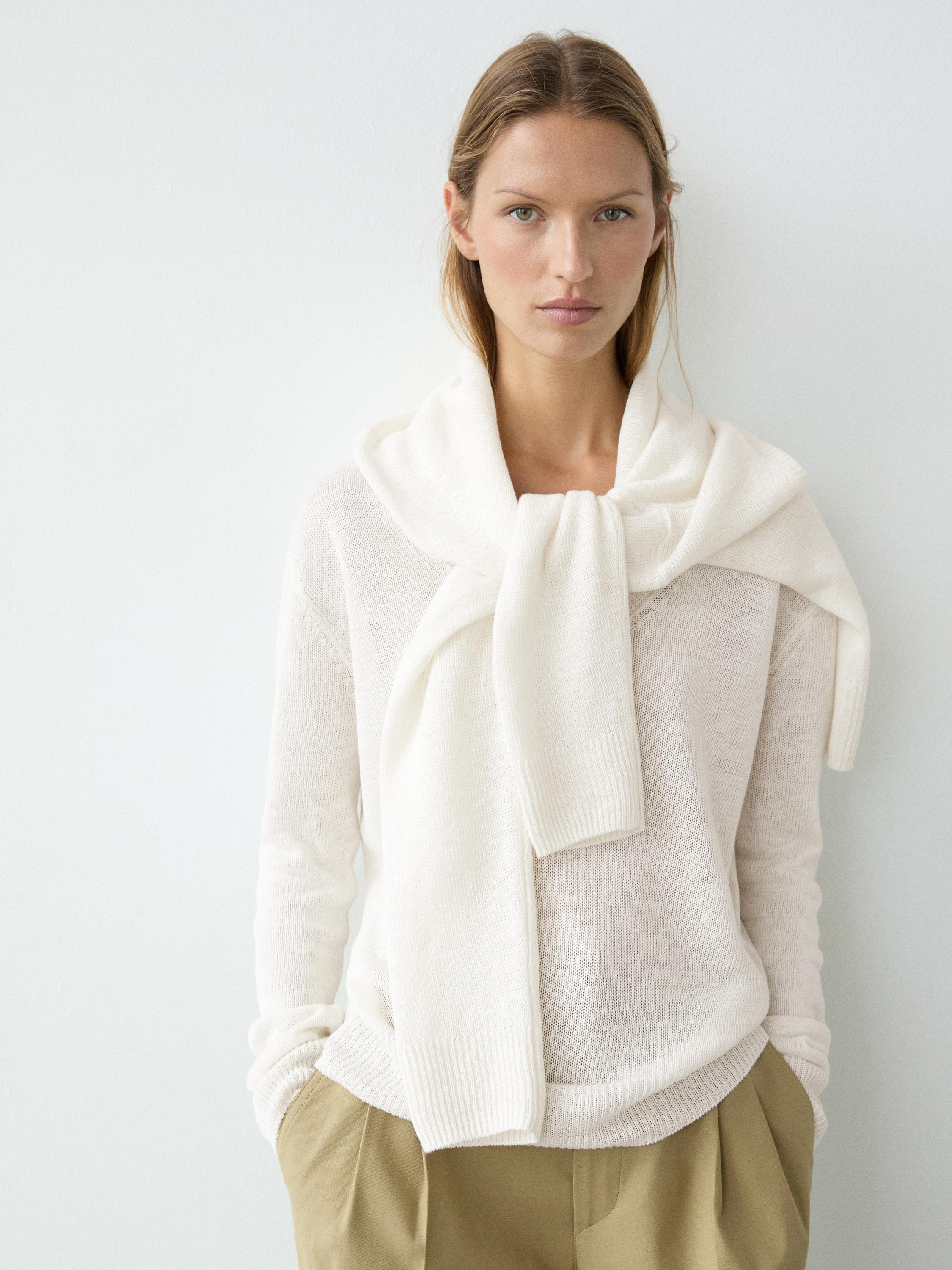 100% linen knit V-neck sweater